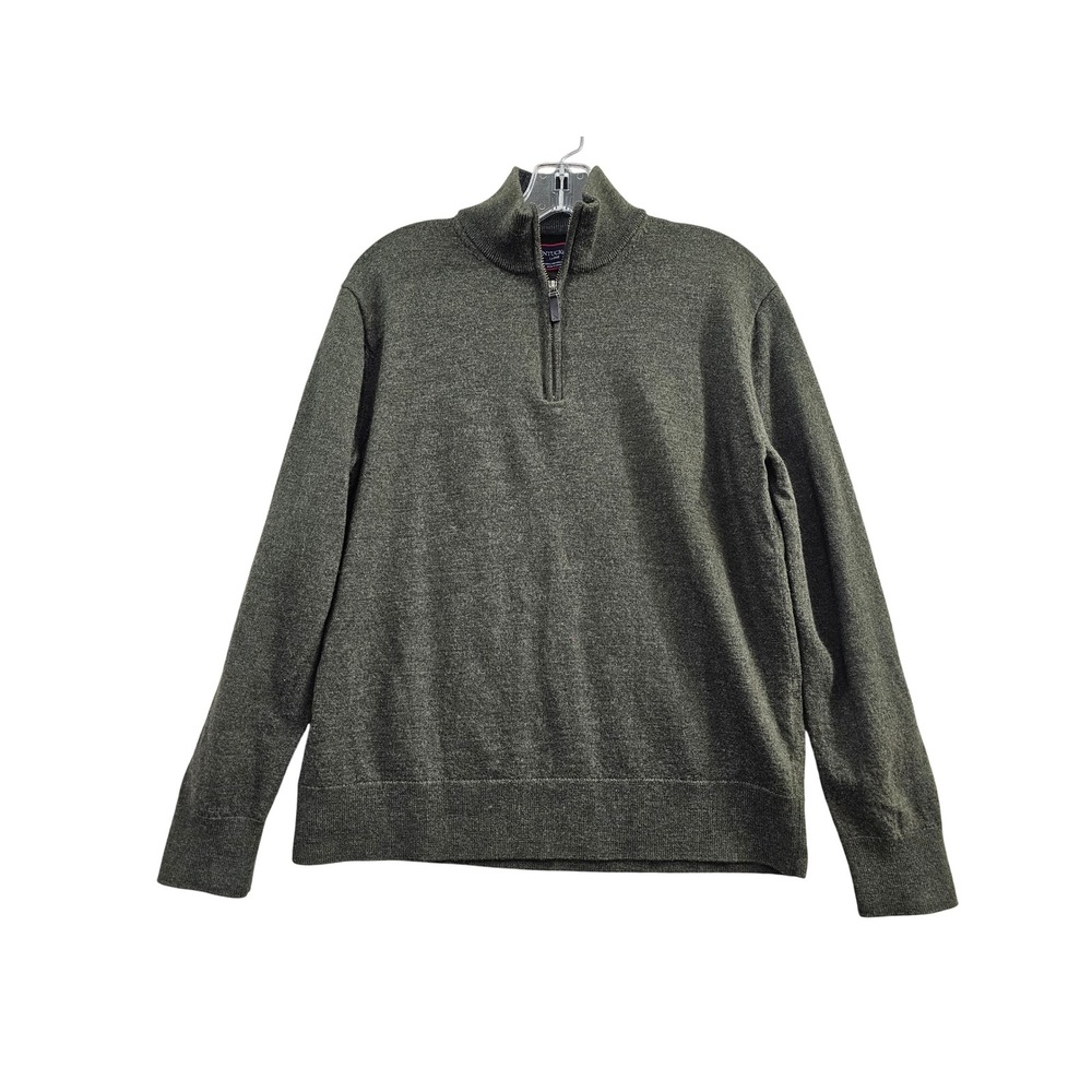 UNTUCKit Belguardo Sweater Mens Large Green Merino Wool Quarter Zip Pullover - Picture 1 of 6
